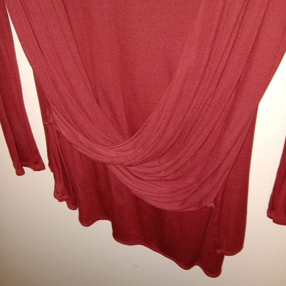 White House Black Market Rust Twisted Faux Wrap Tunic Large - Picture 6 of 8